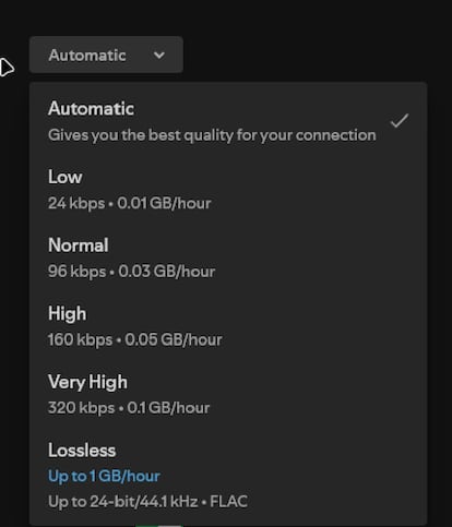 Calidad Hi-Fi en la aplicación Spotify