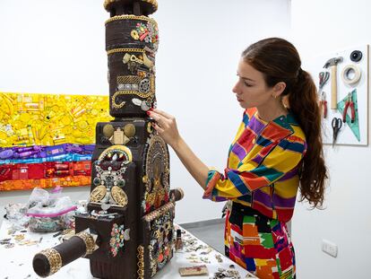 Elisa Insúa en su taller en Buenos Aires (Argentina), el pasado 9 de febrero.