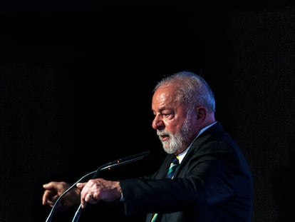 Lula, este martes en un encuentro con empresarios en Casa América, en Madrid.