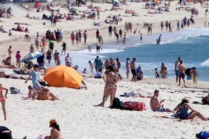 Vista de la playa de Samil, en Vigo, el 1 de mayo.