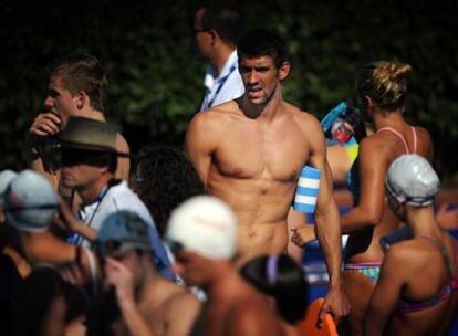 Michael Phelps, ayer antes de los entrenamientos.