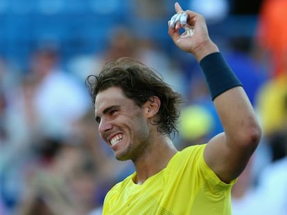 Nadal celebra su victoria ante Berdych 