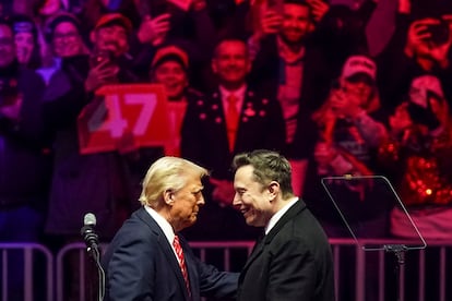 Donald Trump y Elon Musk, en un mitin en Washington el 19 de enero.