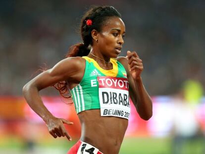 Genzebe Dibaba, en la final de 5.000.