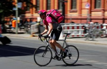 Repartidor de Foodora, en Berlín.