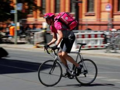 Repartidor de Foodora, en Berlín.