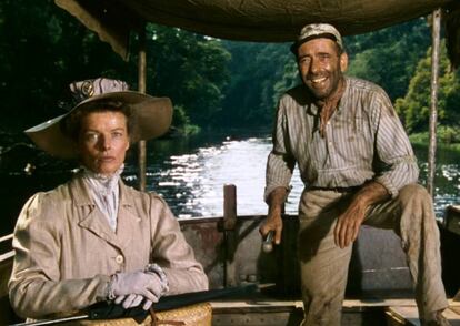 Katharine Hepburn y Humphrey Bogart en 'La reina de África'.