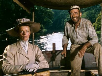 Katharine Hepburn y Humphrey Bogart en 'La reina de África'.