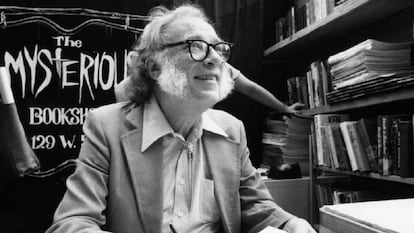 Isaac Asimov em 1984 na livraria Mysterious Book Store de Nova York.