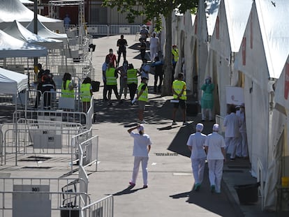 Vista del recinto ferial de Torrejón de Ardoz, el 29 de mayo, donde se realizaron casi 140.000 test de seroprevalencia entre sus vecinos.