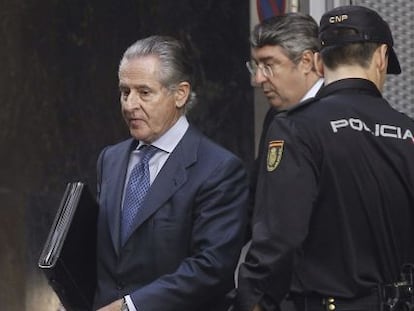 El expresidente de Caja Madrid Miguel Blesa, a su salida de la Audiencia Nacional, donde fue citado por el juez Fernando Andreu.