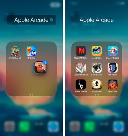 Mueve todas las apps seleccionadas a una carpeta.