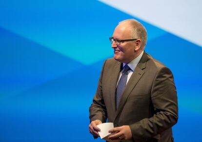 Frans Timmermans en una intervenci&oacute;n en el Congreso holand&eacute;s, el pasado agosto. 