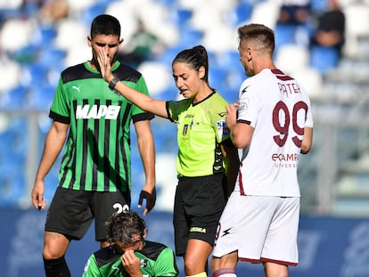 Maria Sole Ferrieri Caputi, el domingo, en el partido de la Serie A entre Sassuolo y Salernitana.