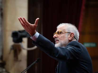 El presidente del grupo parlamentario de Ciutadans, Carlos Carrizosa, en un momento del Pleno de los presupuestos.