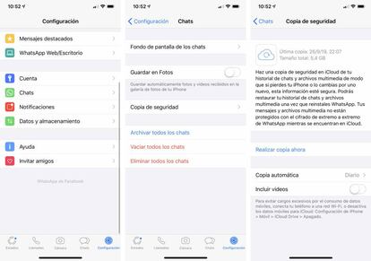 Comprobar copia de seguridad en WhatsApp.