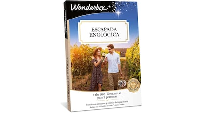 La caja de regalo es para dos personas y consiste en una escapada enológica de una noche en hoteles hasta de 4 estrellas.