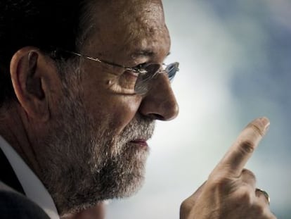 El líder del PP, Mariano Rajoy, durante el acto de presentación del libro.