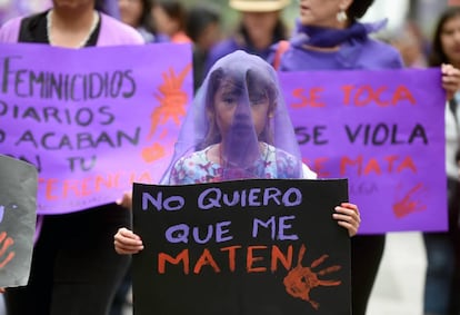 Una manifestante en la marcha por el Día Internacional de la Mujer en Ciudad de México.