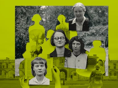 The Oxford Quartet. From left, Iris Murdoch, Mary Midgley, Philippa Foot and Elizabeth Anscombe (top)