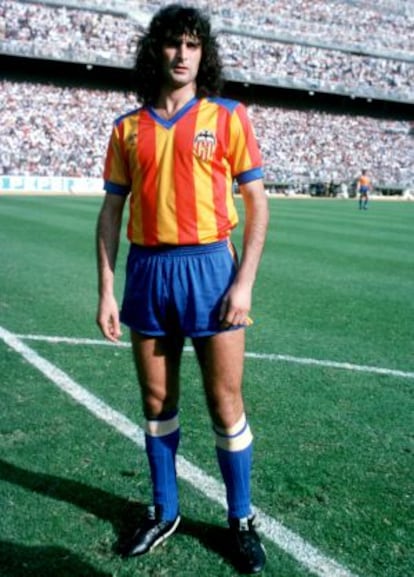 Mario Kempes en su etapa en el Valencia.