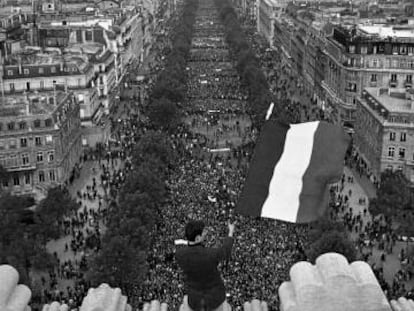 Manifestação gaullista em Paris, em 30 de maio de 1968