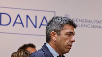 El president de la Generalitat, Carlos Mazón, presenta las nuevas ayudas del 'Pla Recuperem València' para personas y entidades afectadas por las riadas, en el Palau de la Generalitat, a 5 de mayo.