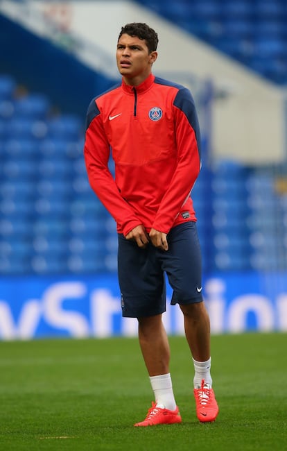 Thiago Silva durante el entrenamiento.  