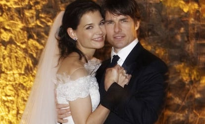 Katie Holmes y Tom Cruise, el d&iacute;a de su boda en 2006.