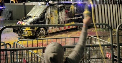 Protesta de los autodenominados Comitès de Defensa de la República (CDR) en Barcelona, el día 21. 