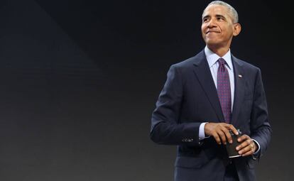 Barack Obama, durante una conferencia en la fundación Gates.