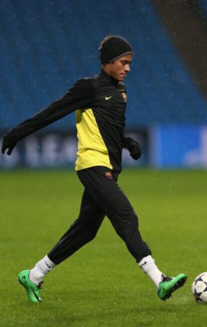 Neymar durante el entrenamiento.