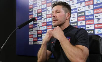 Simeone, durante la rueda de prensa previa al Valencia-Atl&eacute;tico.