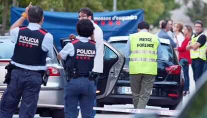 Mossos d'Esquadra i metges a Sant Joan Les Fonts.