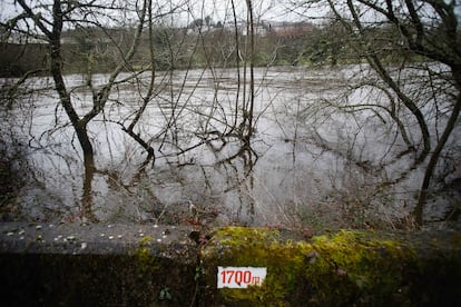 Subida del cauce del Río Miño este martes a su paso por la ciudad de Lugo. 