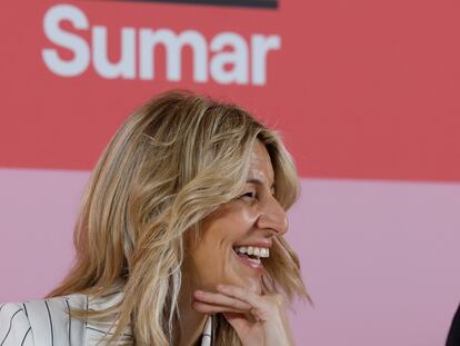 La vicepresidenta segunda del Gobierno y líder de Sumar, Yolanda Díaz, participa en un acto de Sumar en Madrid, el pasado 14 de enero.