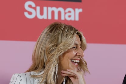 La vicepresidenta segunda del Gobierno y líder de Sumar, Yolanda Díaz, participa en un acto de Sumar en Madrid, el pasado 14 de enero.