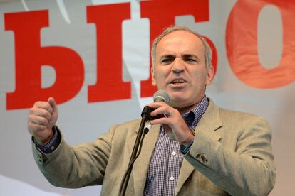 Kaspárov durante una protesta contra el Gobierno de Putin en Moscú, 2012