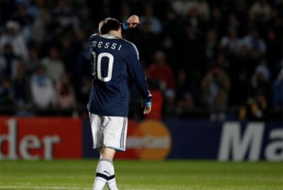Messi, durante la derrota ante Uruguay.
