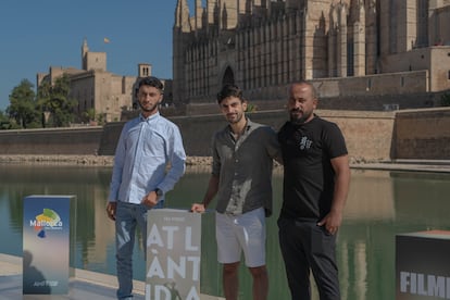 From left to right: filmmakers Basel Adra, Yuval Abraham and Hamdan Ballal, three of the four directors of 'No Other Land,' in Mallorca.