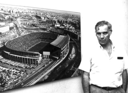 Luis Aragonés y el estadio Vicente Calderón.