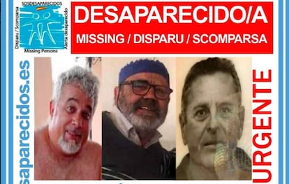 Los tres tripulantes del 'Dream Land', en una imagen de SOS Desaparecidos.