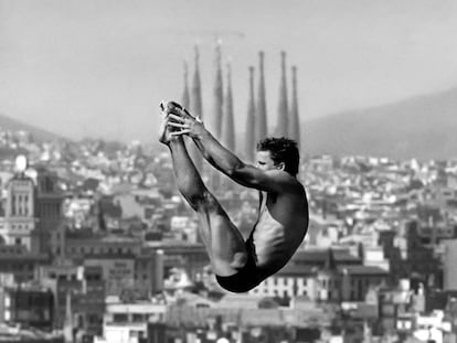 Un saltador, a la piscina olímpica, el 1992.
