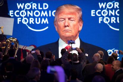 Donald Trump, durante su intervenci&oacute;n en el Foro de Davos.