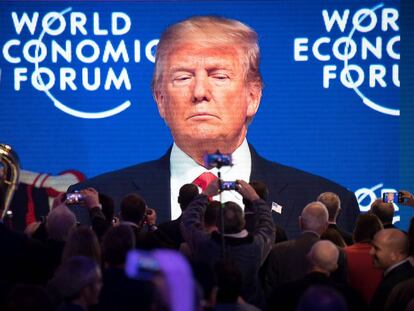 Donald Trump, durante su intervenci&oacute;n en el Foro de Davos.