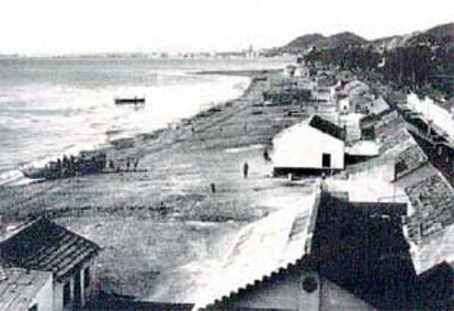 Playa de El palo (Málaga) en los años cuarenta.