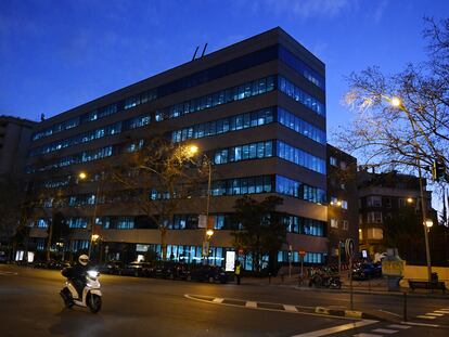 Fachada de la sede de Ferrovial, este martes en Madrid.