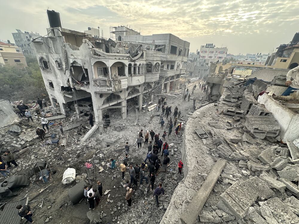 GAZA CITY, GAZA - JANUARY 16: A view of damage at the residential building of Palestinian Aloush family following a fresh Israeli airstrike on Jabalia after Israel and Gaza reached a ceasefire deal, in the north of Gaza City, Gaza on January 16, 2025. (Photo by Hasan N. H. Alzaanin/Anadolu via Getty Images)