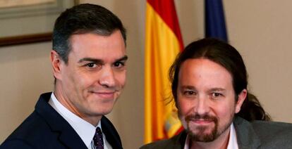 El presidente del Gobierno en funciones Pedro Sánchez y el líder de Unidas Podemos.