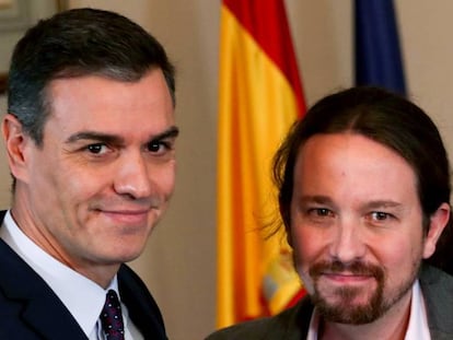 El presidente del Gobierno en funciones Pedro Sánchez y el líder de Unidas Podemos.